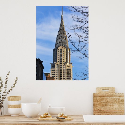 Bovenkant van het Chrysler-gebouw, Bare Trees Poster (Keuken)