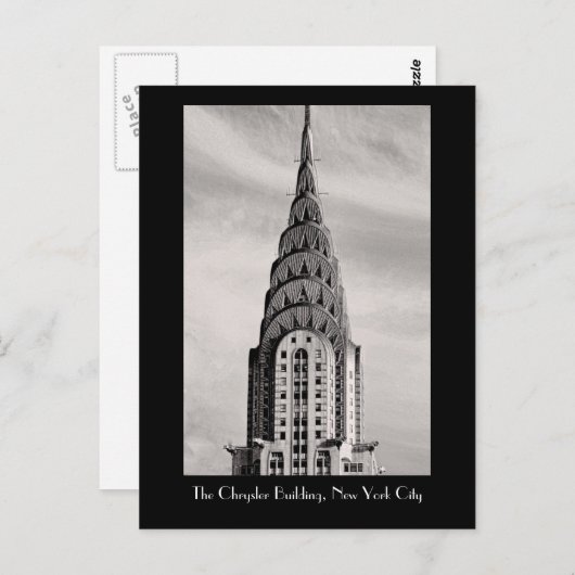 Bovenkant van het Chrysler-gebouw NYC - B&W Briefkaart (Voorkant / Achterkant)