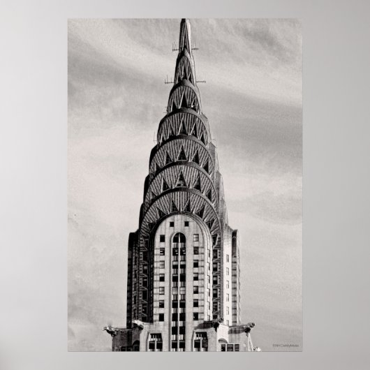 Bovenkant van het Chrysler-gebouw NYC - B&W Poster (Voorkant)