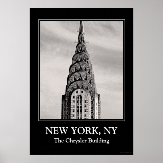 Bovenkant van het Chrysler-gebouw NYC - B&W Poster (Voorkant)