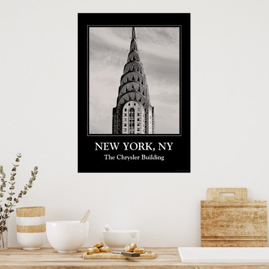 Bovenkant van het Chrysler-gebouw NYC - B&W Poster (Keuken)