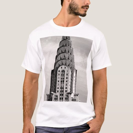 Bovenkant van het Chrysler-gebouw NYC - B&W T-shirt (Voorkant)