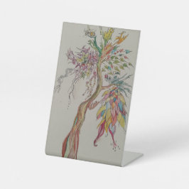 bovenliggende voorouderlijke boom reclamebord met voetstuk