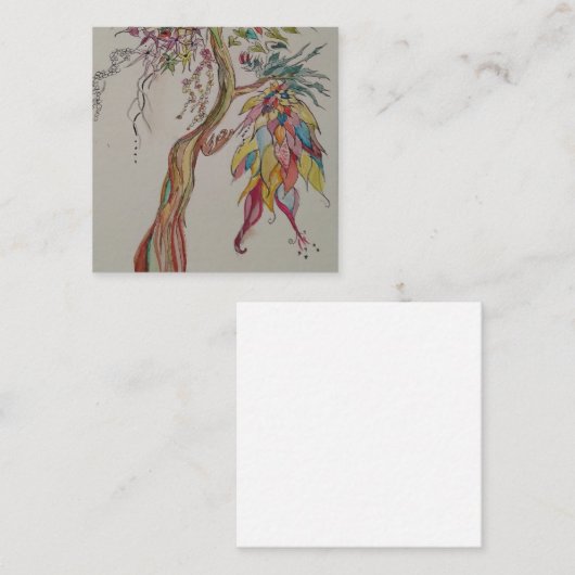 bovenliggende voorouderlijke boom vierkante visitekaartje (Voorkant / Achterkant)