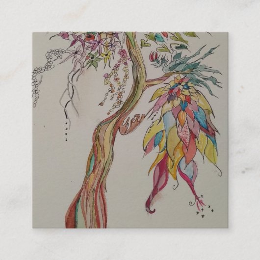 bovenliggende voorouderlijke boom vierkante visitekaartje (Voorkant)
