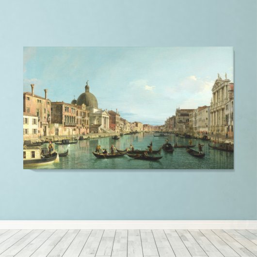 Bovenlopen van het Canal Grande (door Canaletto) Canvas Afdruk (Insitu (Houten vloer))