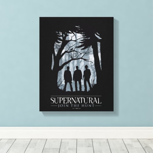 Bovennatuurlijk bos silhouet grafisch canvas afdruk (Insitu (Houten vloer))