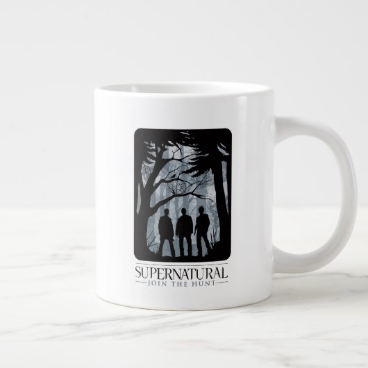 Bovennatuurlijk bos silhouet grafisch grote koffiekop (Rechts)