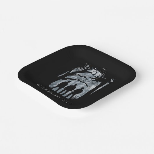 Bovennatuurlijk bos silhouet grafisch papieren bordje (Gebogen)