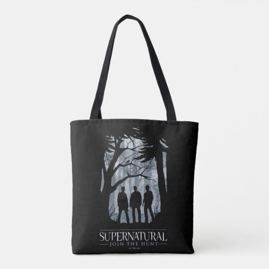 Bovennatuurlijk bos silhouet grafisch tote bag (Achterkant)