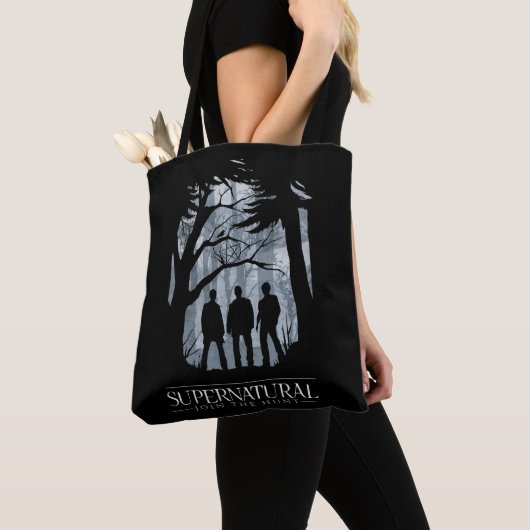 Bovennatuurlijk bos silhouet grafisch tote bag (Dichtbij)