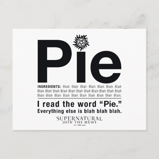 Bovennatuurlijk "Pie"-citaat Briefkaart (Voorkant)
