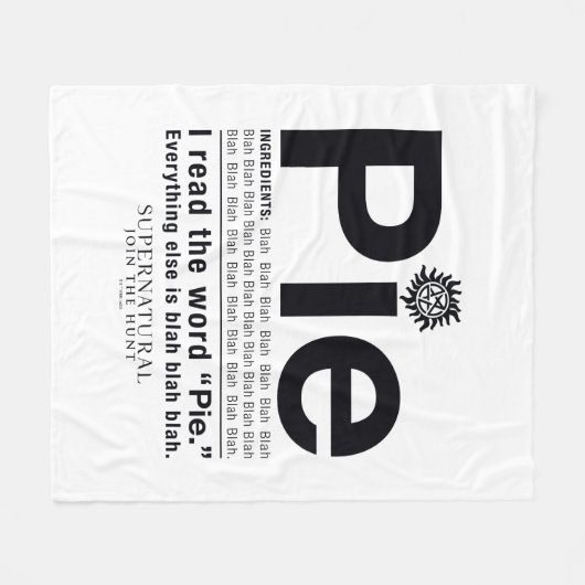 Bovennatuurlijk "Pie"-citaat Fleece Deken (Voorkant (Horizontaal))