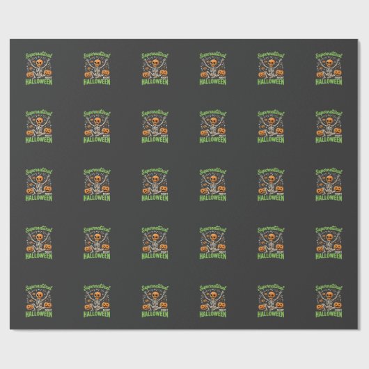 Bovennatuurlijk skelet Halloween Vectorontwerp_1 Cadeaupapier (Vlak)
