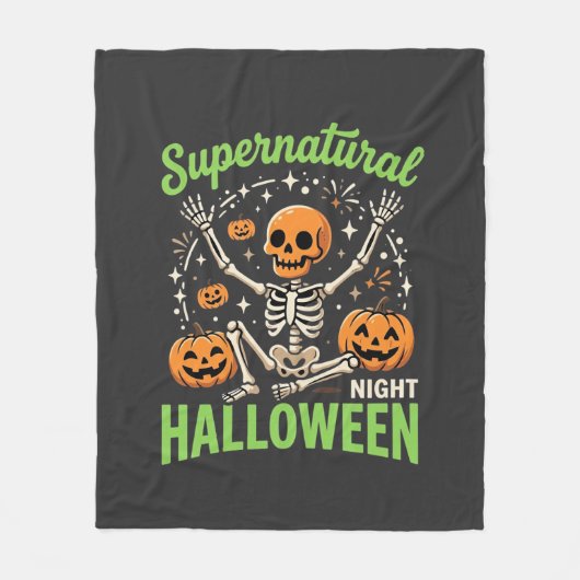 Bovennatuurlijk skelet Halloween Vectorontwerp_1 Fleece Deken (Voorkant)