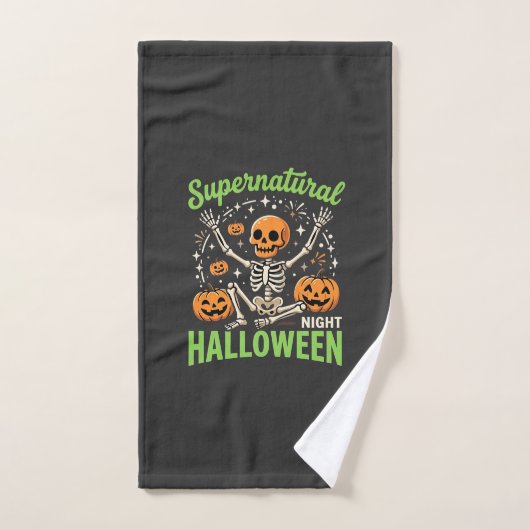 Bovennatuurlijk skelet Halloween Vectorontwerp_1 Handdoek (Handdoek)