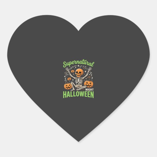 Bovennatuurlijk skelet Halloween Vectorontwerp_1 Hart Sticker (Voorkant)