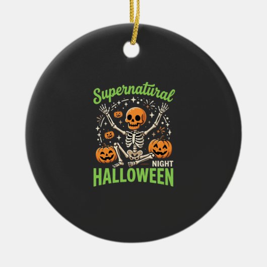 Bovennatuurlijk skelet Halloween Vectorontwerp_1 Keramisch Ornament (Voorkant)