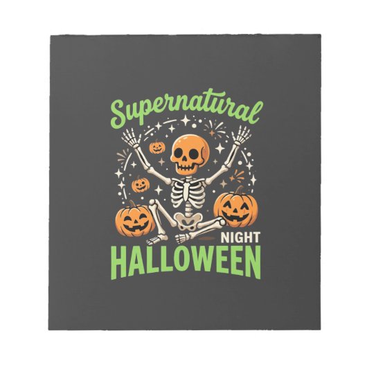 Bovennatuurlijk skelet Halloween Vectorontwerp_1 Notitieblok (Voorkant)