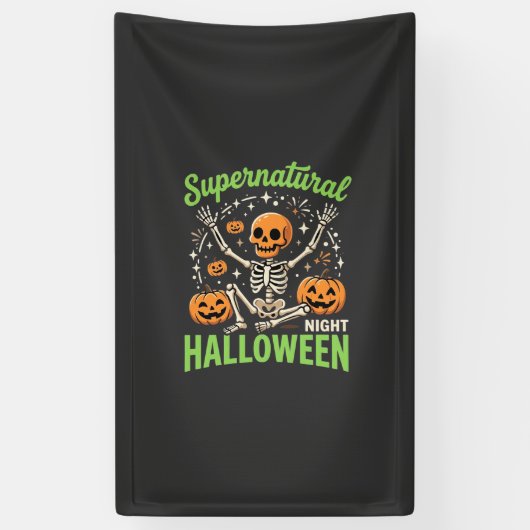 Bovennatuurlijk skelet Halloween Vectorontwerp_1 Spandoek (Verticaal)