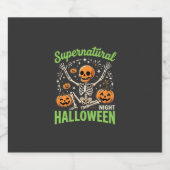 Bovennatuurlijk skelet Halloween Vectorontwerp_1 Sparkling Wijnetiket (Enkel label)