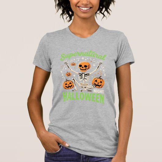 Bovennatuurlijk skelet Halloween Vectorontwerp_1 T-shirt (Voorkant)