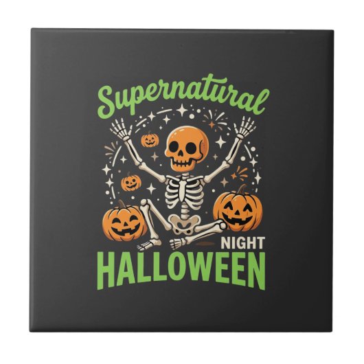 Bovennatuurlijk skelet Halloween Vectorontwerp_1 Tegeltje (Voorkant)
