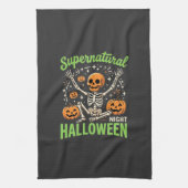 Bovennatuurlijk skelet Halloween Vectorontwerp_1 Theedoek (Verticaal)