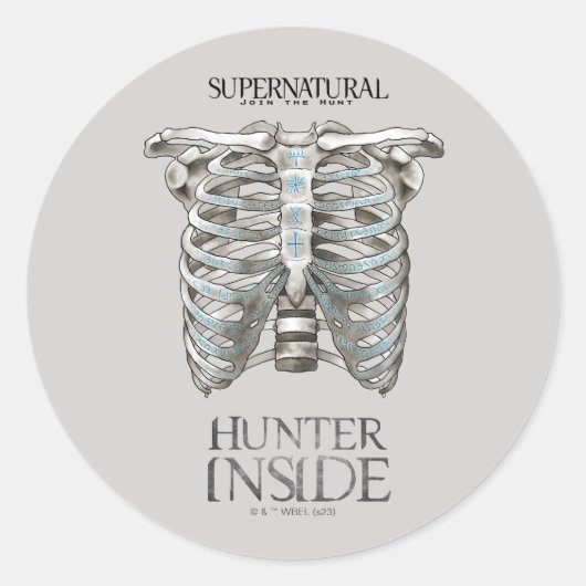 Bovennatuurlijke "Hunter Inside" Ribcage Graphic Ronde Sticker (Voorkant)