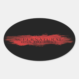 Bovennatuurlijke "Join the Hunt" Red Splash Ovale Sticker