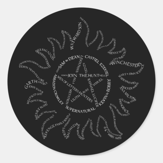 Bovennatuurlijke typografie Pentagram Ronde Sticker (Voorkant)