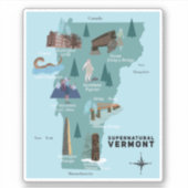Bovennatuurlijke Vermont reizen grafische kaart Sticker (Voorkant)