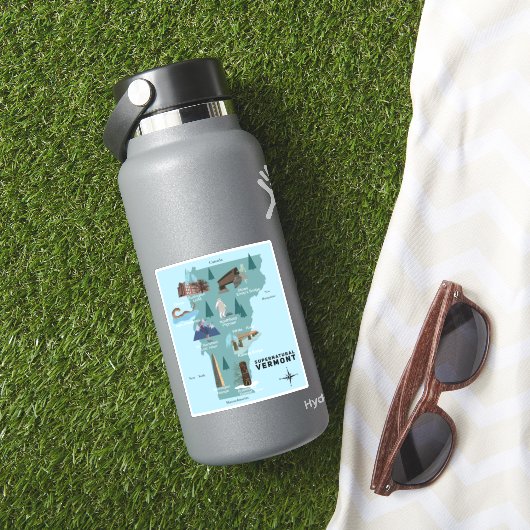 Bovennatuurlijke Vermont reizen grafische kaart Sticker (HydroFlask Insitu)