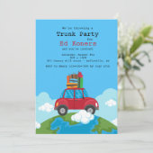 Bovenop de uitnodiging voor de World Trunk Party (Staand voorkant)