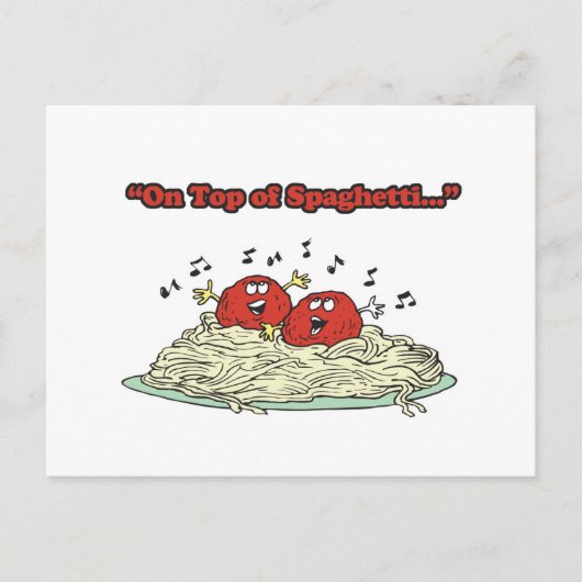 bovenop spaghetti zingende gehaktballen briefkaart (Voorkant)