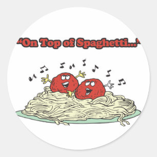 bovenop spaghetti zingende gehaktballen ronde sticker