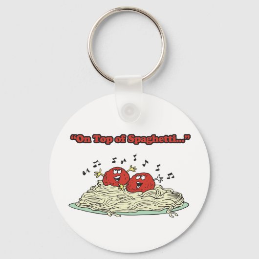 bovenop spaghetti zingende vleesballen sleutelhanger (Voorkant)