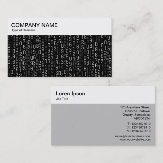 Bovenpaneel - Visitekaartje met drapergetallen (Voorkant / Achterkant)