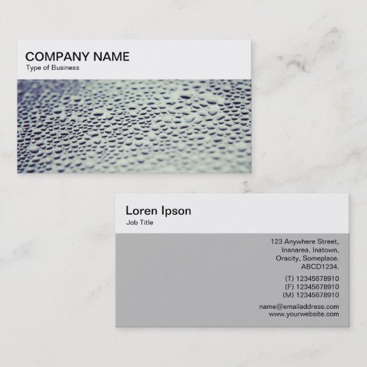 Bovenpaneel - Waterdruppels op glas Visitekaartje (Voorkant / Achterkant)