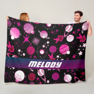 Bovenruimte Planeet Galaxy Maan en sterren patroon Fleece Deken