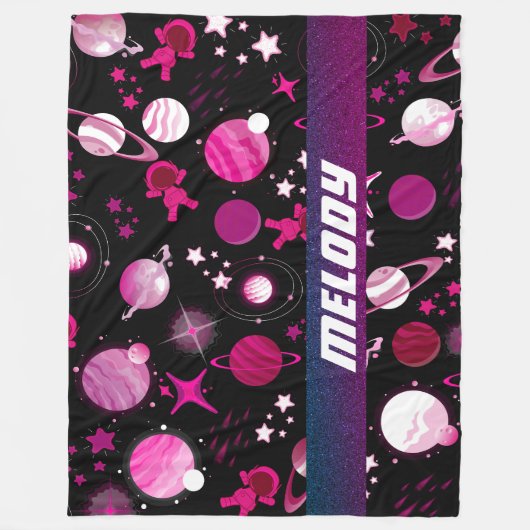 Bovenruimte Planeet Galaxy Maan en sterren patroon Fleece Deken (Voorkant)