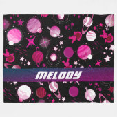 Bovenruimte Planeet Galaxy Maan en sterren patroon Fleece Deken (Voorkant (Horizontaal))