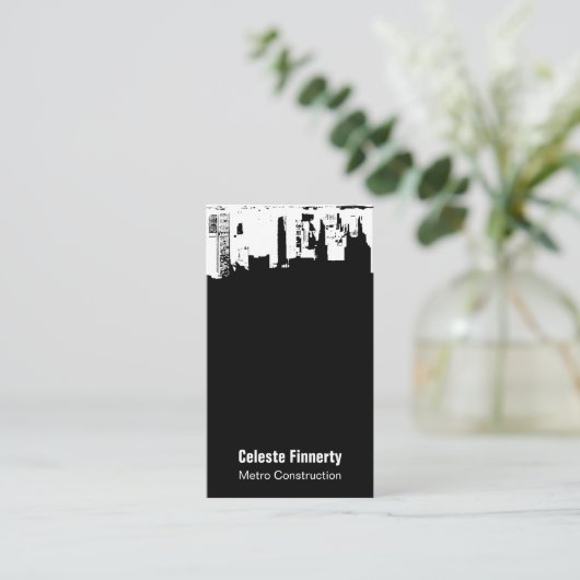 Bovenste binnenstad Midnight Sky met QR-code Visitekaartje (Staand voorkant)