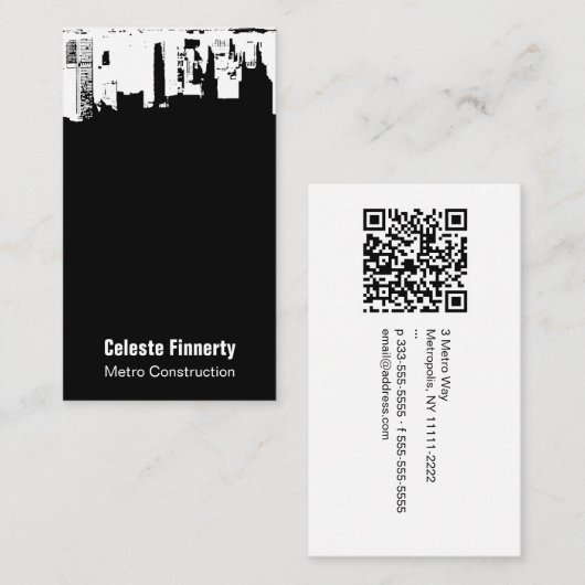 Bovenste binnenstad Midnight Sky met QR-code Visitekaartje (Voorkant / Achterkant)