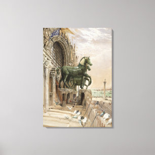 Bovenste deel van de gevel van de St. Mark-kerk, Canvas Afdruk