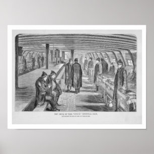 Bovenste dek van het 'Unite'-ziekenhuis, aangeslot Poster