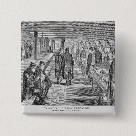 Bovenste dek van het 'Unite'-ziekenhuis, aangeslot Vierkante Button 5,1 Cm (Voorkant)