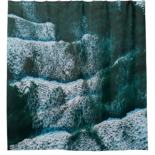 Bovenste foto van het uitzicht van het waterlichaa douchegordijn (Voorkant)