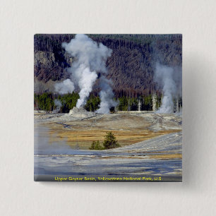 Bovenste Geyser Basin, Yellowstone National Park,  Vierkante Button 5,1 Cm
