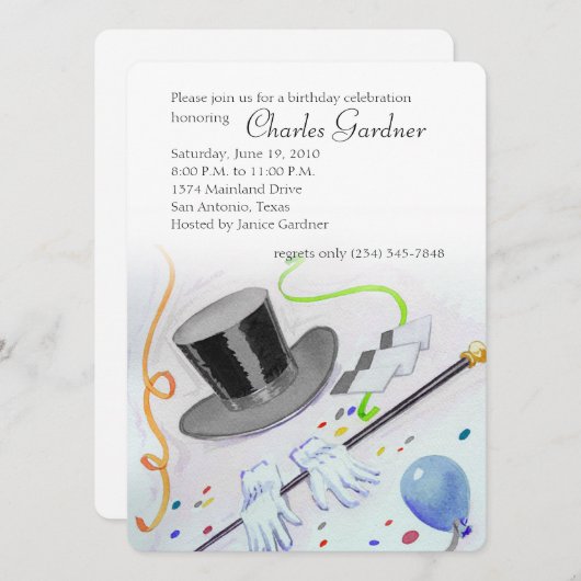 Bovenste hatriet en handschoenen van Birthday Kaart (Voorkant / Achterkant)